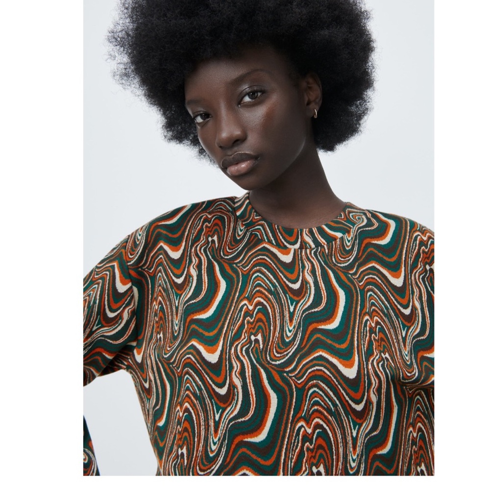 NWOT ZARA Multicolor JACQUARD SWEATSHIRT  BLOGGERS FAV Small